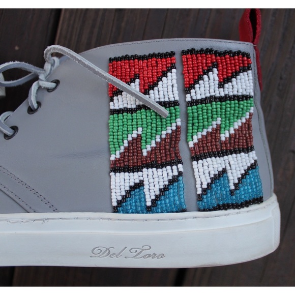 Del Toro Beaded Aztec Chukka Sneakers 9 - Picture 3 of 12